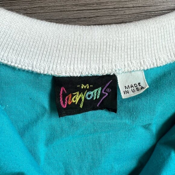 Vintage 80s Collared Crayons Cropped Button Down Crayon Button Shirt Size S - Picture 5 of 7